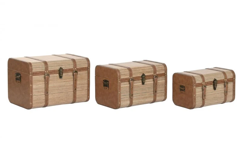 BAUL SET 3 PU BAMBU 54X36X36 MARRON
