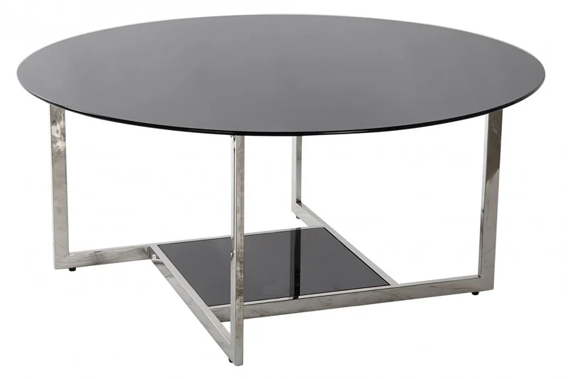 MESA CENTRO ACERO CRISTAL 100X100X45 NEGRO