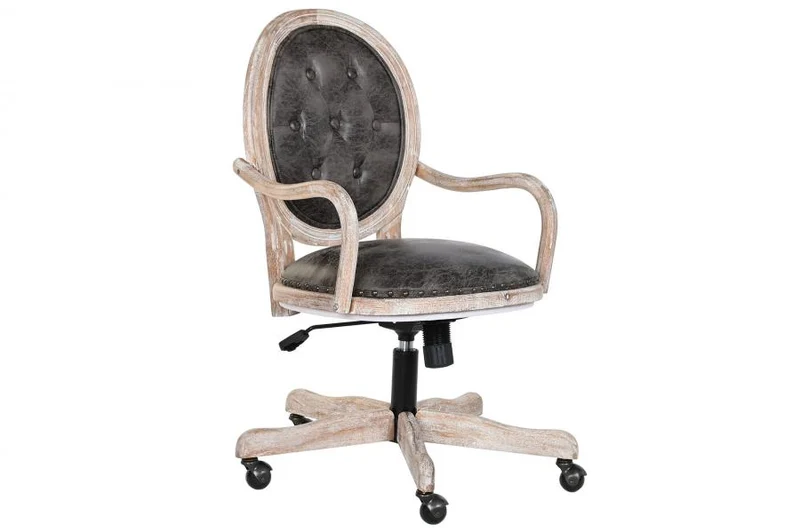 SILLA ABETO PU 52X50X88 98 RUEDAS MARRON OSCURO