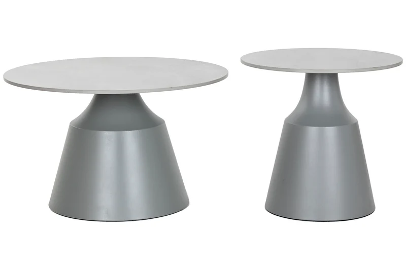 MESITA AUXILIAR SET 2 CERAMICA METAL 70X70X43 GRIS