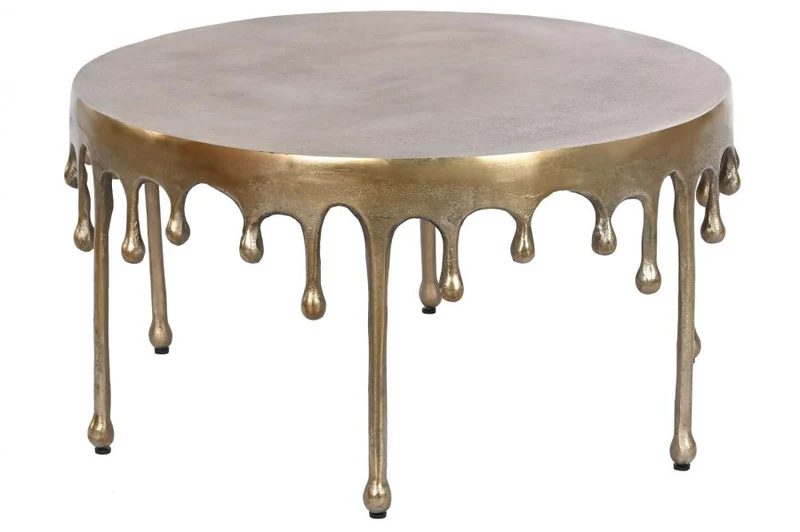 MESA CENTRO ALUMINIO 75X75X40 ANTIQUE GOLD DORADO