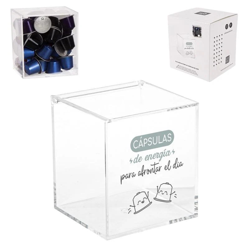 CAJA ACRILICO PARA 40 CAPSULAS CAFE