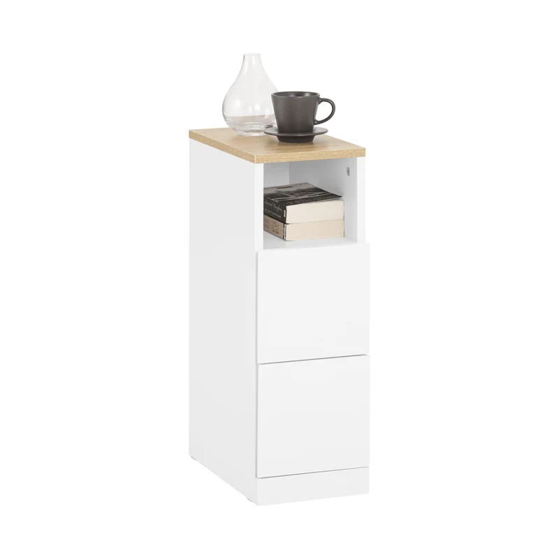 SoBuy FBT149-WN Mesita de Noche Estrecha 20cm con 2 Cajones