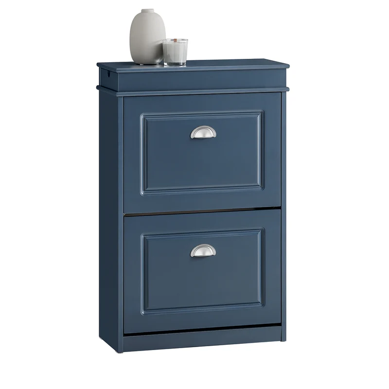 SoBuy FSR78-B Zapatero estrecho con 2 solapas Azul H83cm