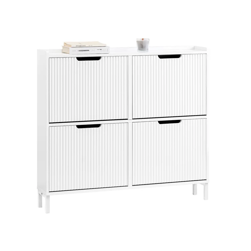 SoBuy FSR177-L-W Organizador para Zapatos con 4 Solapas Blanco 100x19x91 cm