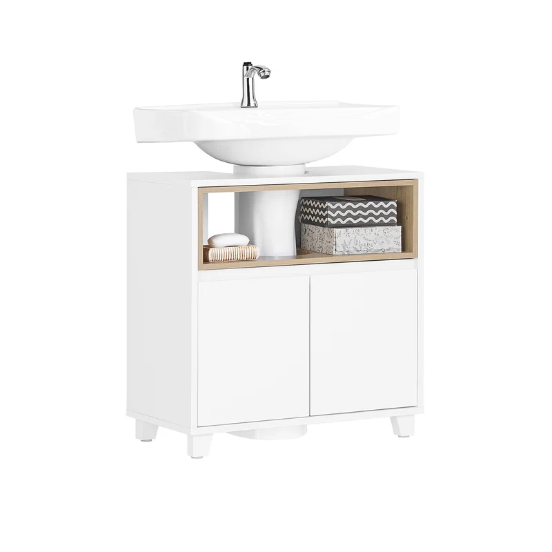 SoBuy BZR148-W Mueble para Debajo del Lavabo con 2 Puertas y 1 Estante