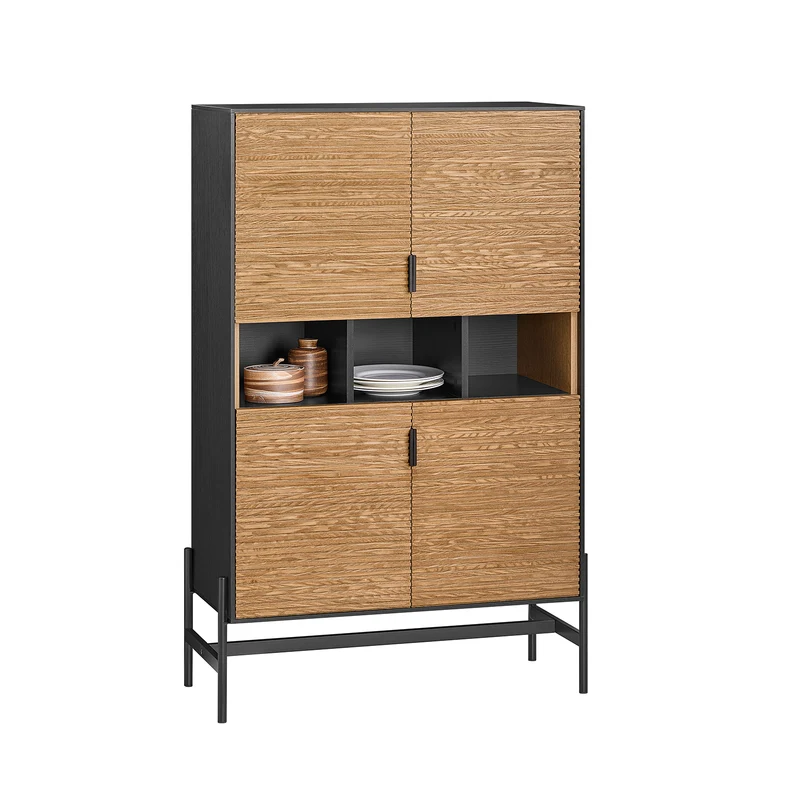 SoBuy HFSB03-SCH Aparador para Salón Comedor con 4 Puertas y 3 Compartimentos