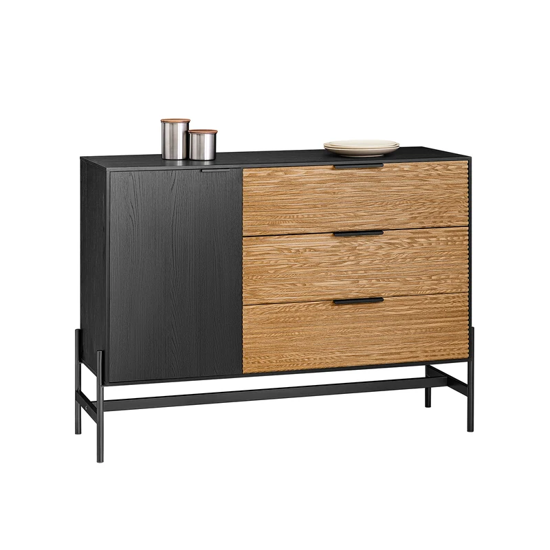 SoBuy HFSB02-SCH Aparador de Cocina Recibidor Buffet con 1 Puerta y 3 Cajones