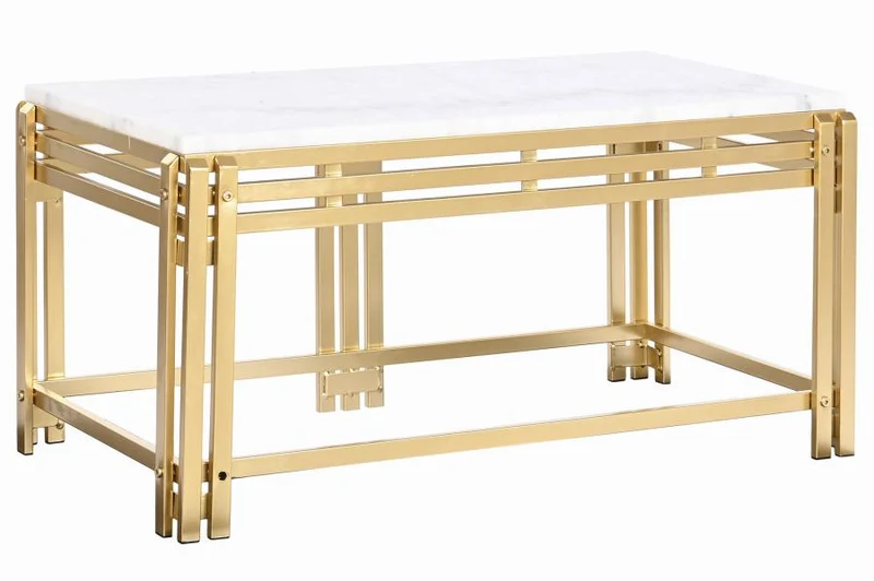 MESA CENTRO METAL MARMOL 80X40X40 DORADO