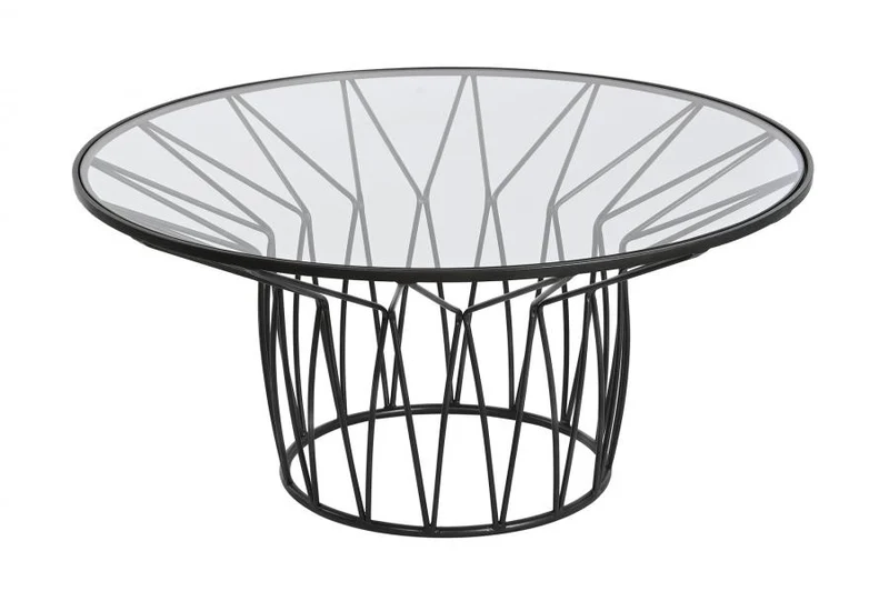 MESA CENTRO METAL CRISTAL 85X85X39 NEGRO