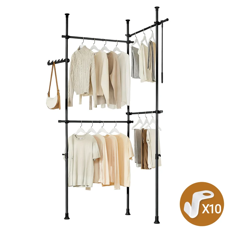 SoBuy KLS03-II-SCH Perchero de Ropa con 4 Barras Negro