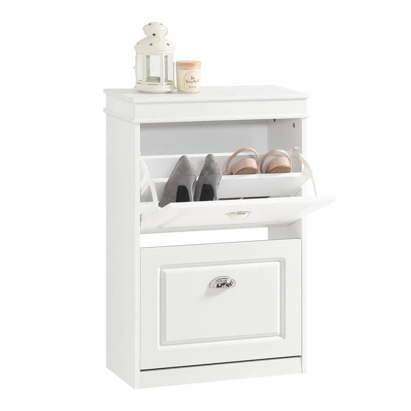 SoBuy FSR78-W Zapatero estrecho con 2 solapas Blanco H83cm