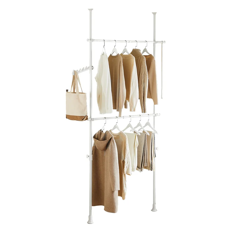 SoBuy FRG109-II-W Perchero Extensible con 2 Niveles Blanco