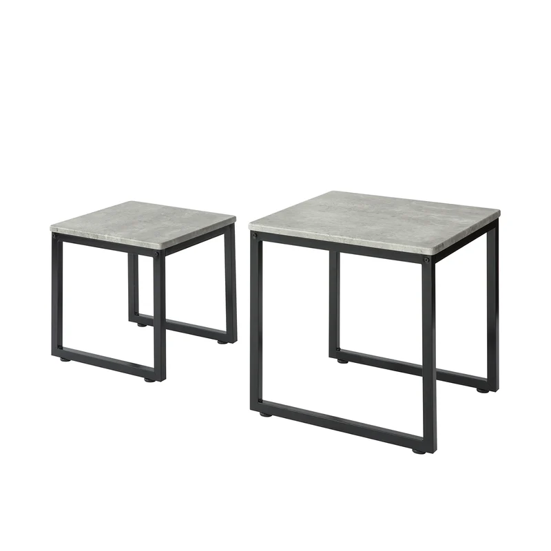 SoBuy FBT42-HG Set de 2 Mesas Auxiliares Gris