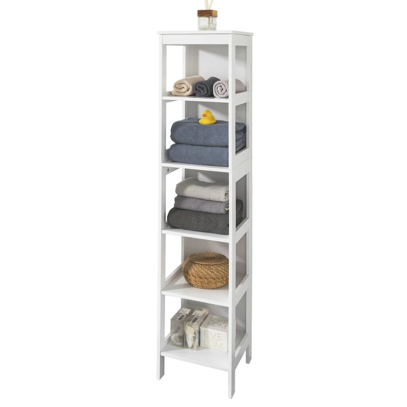 SoBuy BZR14-W Estanterías de Baño con 5 Estantes Blanco
