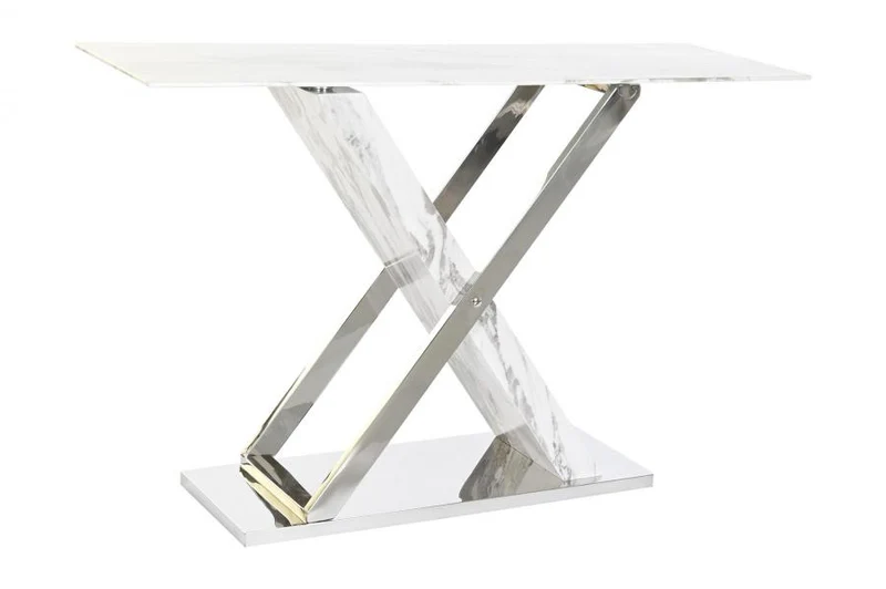CONSOLA ACERO CRISTAL 120X40X75 SIMIL MARMOL