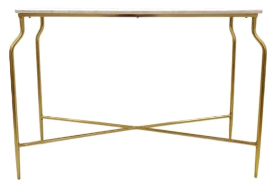 CONSOLA HIERRO MARMOL 109X35X76 DORADO