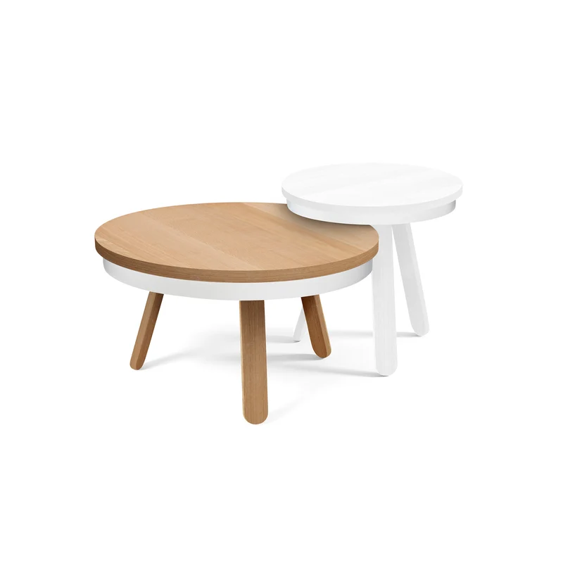 Batea M+S Coffee Table & Side Table Set · Oak/White + White