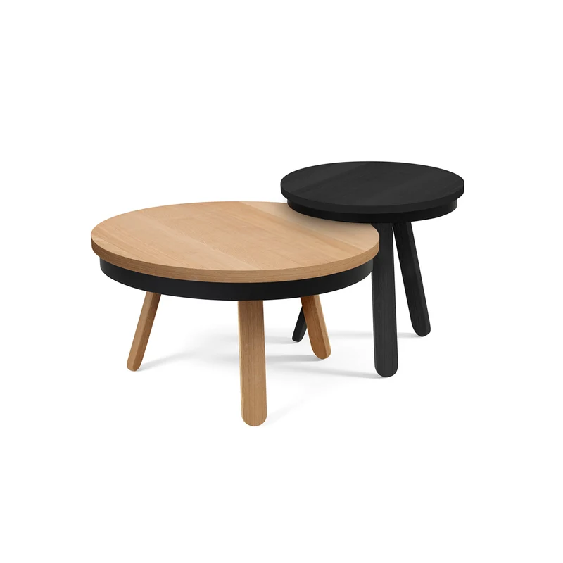 Batea M+S Coffee Table & Side Table Set · Oak/Black + Black