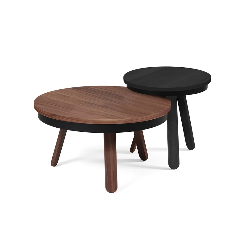 Batea M+S Coffee Table & Side Table Set · Walnut/Black + Black