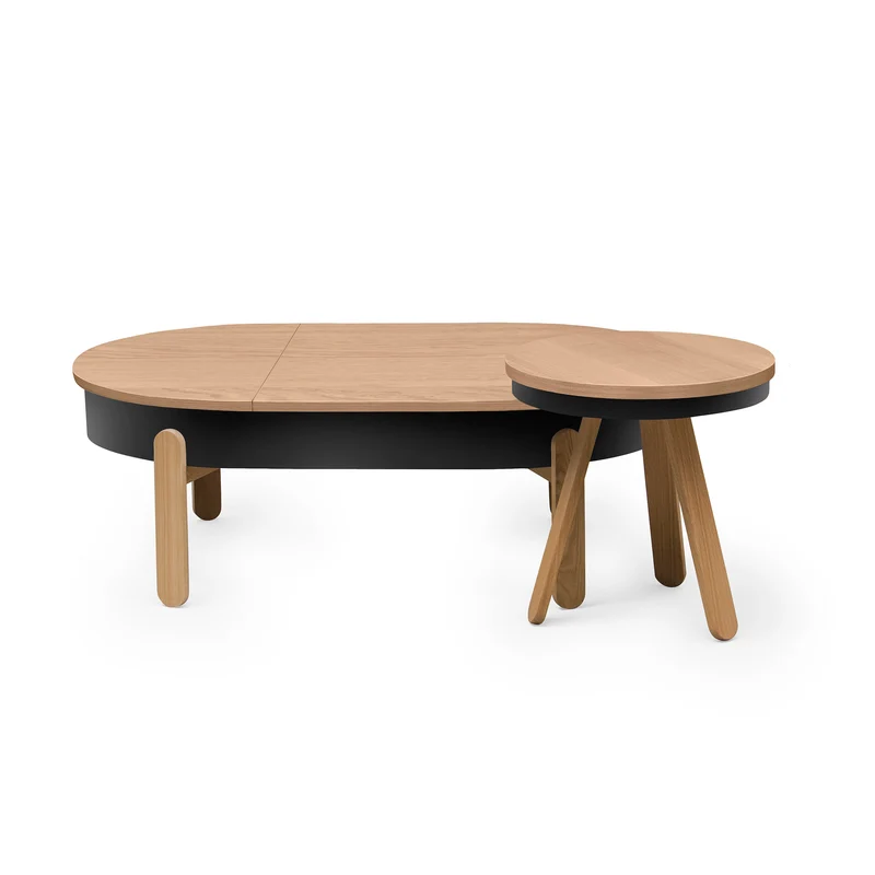 Batea L+S Oval Coffee Table & Side Table Set · Oak & Black