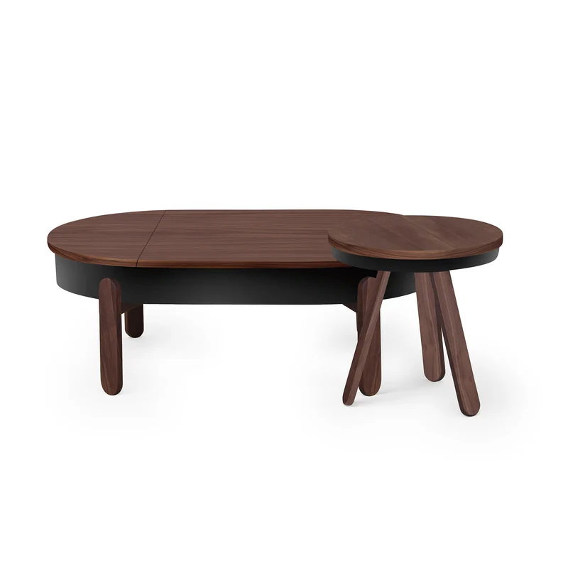Batea L+S Oval Coffee Table & Side Table Set · Walnut & Black