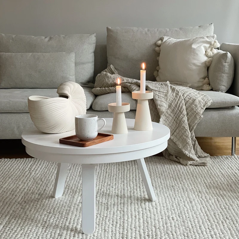 Batea M Round Storage Coffee Table · White