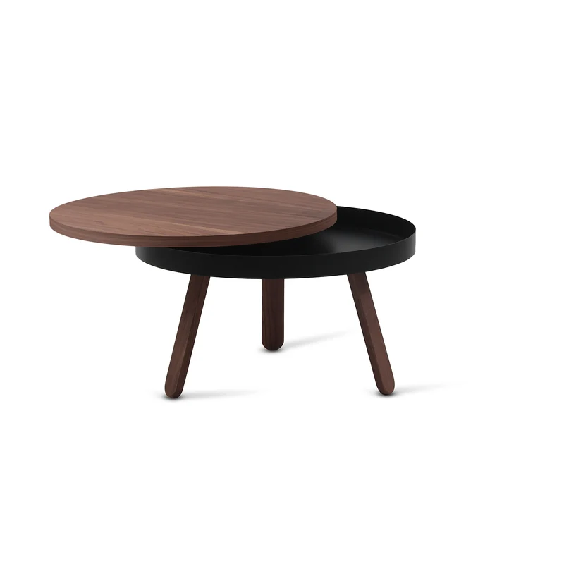 Batea M Round Storage Coffee Table · Walnut & Black