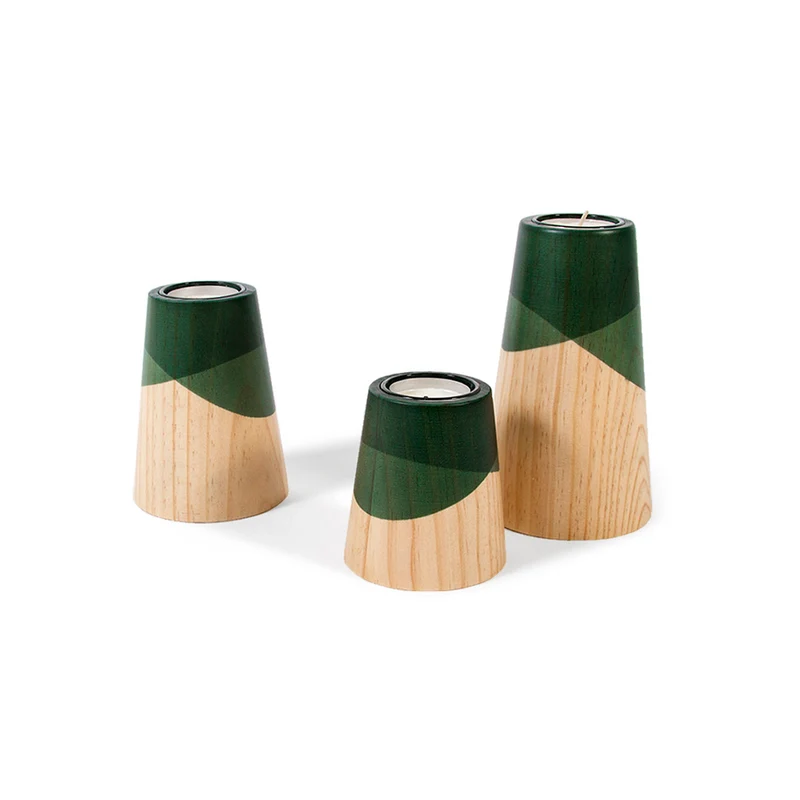 Etna Mini set of three Candle Holders · Green