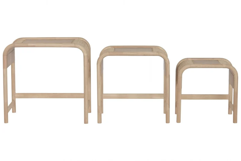 MESITA AUXILIAR SET 3 ABETO RATAN 60X40X57 NATURAL