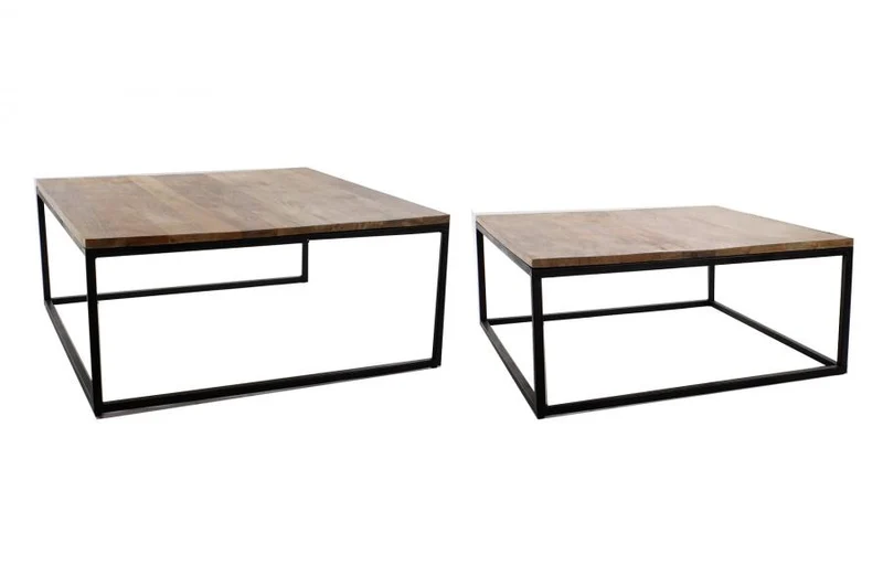 MESA CENTRO SET 2 METAL MANGO 90X90X40 NATURAL