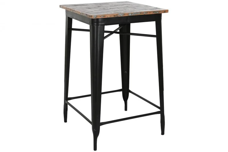 MESA BAR METAL MADERA 66X66X102