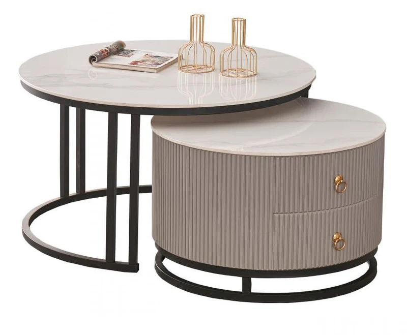MESA CENTRO SET 2 PIEDRA SINTERIZADA 80X80X45