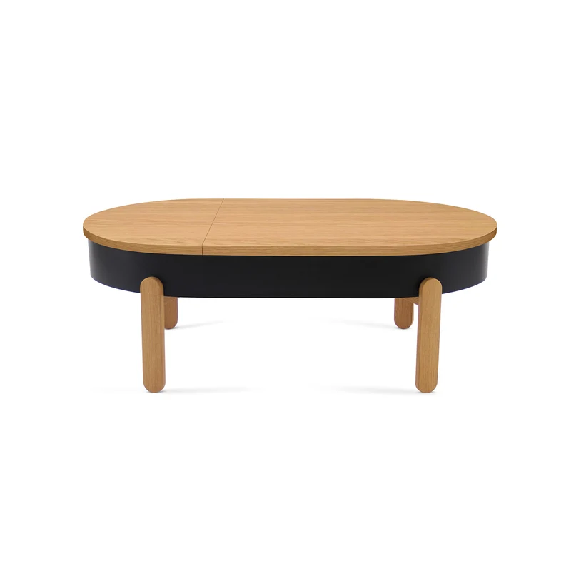Batea L Oval Storage Coffee Table · Oak & Black