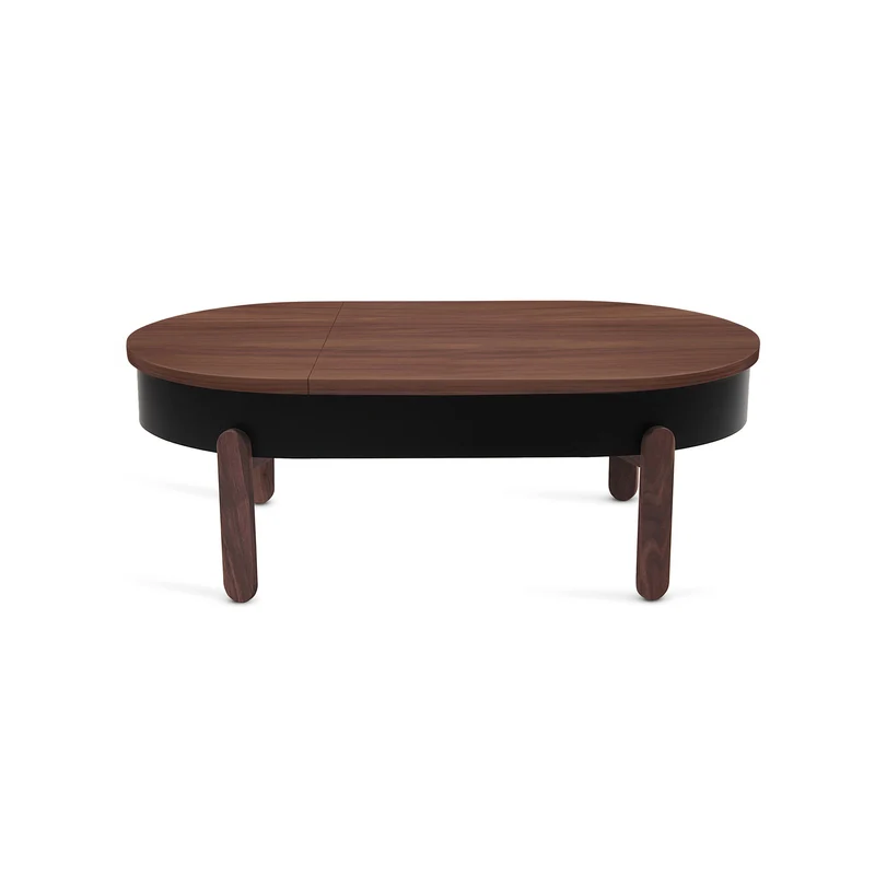 Batea L Oval Storage Coffee Table · Walnut & Black