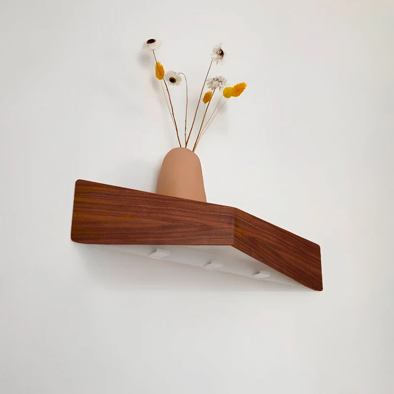 Pelican Wall Shelf with Hidden Hooks · Large Walnut