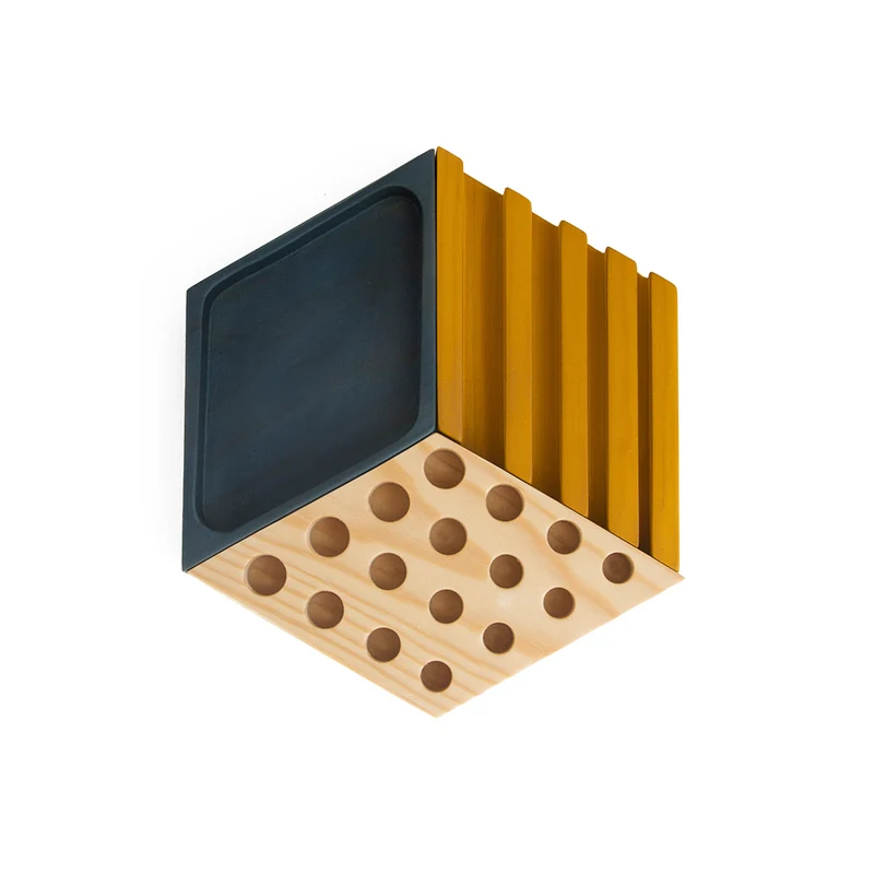 Kesito Desk Organizer · Blue, mustard and wood