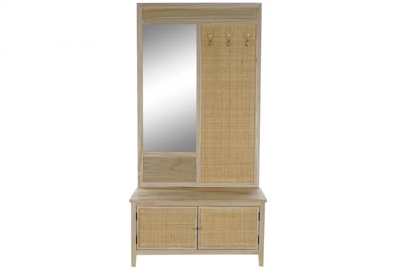 RECIBIDOR PAULOWNIA RATAN 92X40X181 PERCHERO