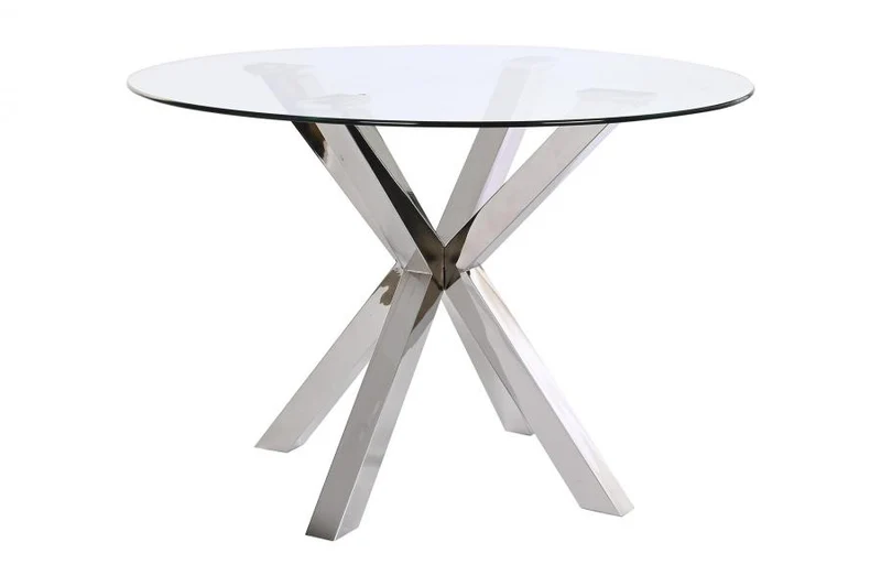 MESA COMEDOR ACERO CRISTAL 110X110X76 PLATEADO