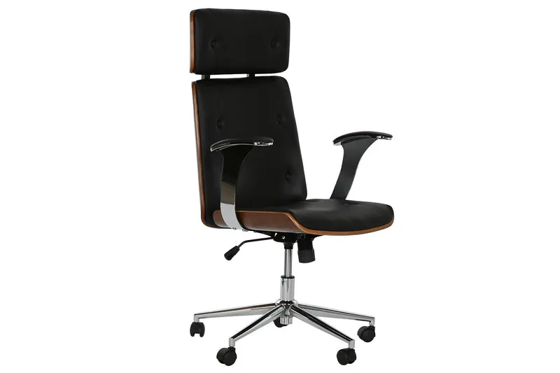 SILLA MADERA PU 71X69X108,5 116,5 RUEDAS NEGRO