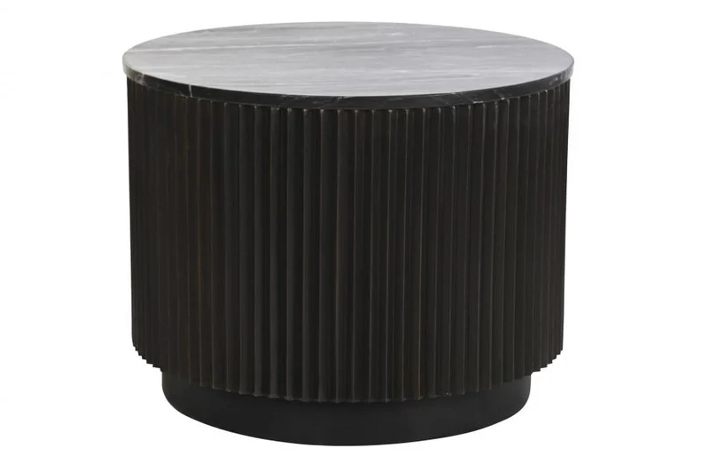 MESA CENTRO METAL MARMOL 61X61X41 NEGRO