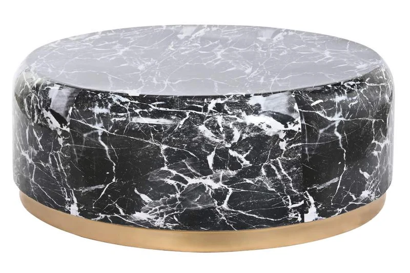 MESA CENTRO HIERRO 120X120X46,5 SIMIL MARMOL NEGRO