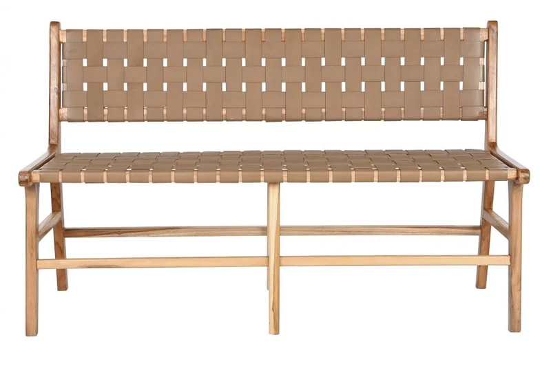 BANCO TECA PIEL 140X59X89 BEIGE