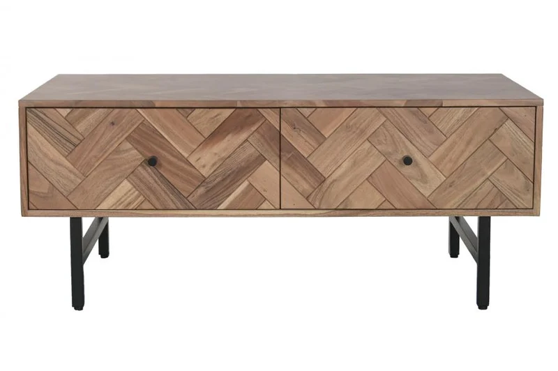 MESA CENTRO ACACIA METAL 110X60X45 MARRON