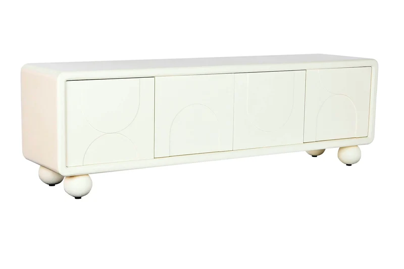 MUEBLE TV MDF 160X37X50 4PUERTAS 3D BLANCO