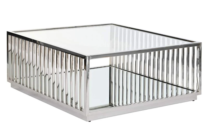MESA CENTRO ACERO ESPEJO 100X100X45 CROMADO