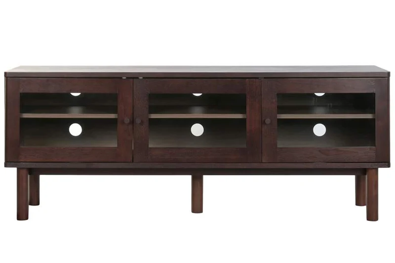 MUEBLE TV MDF CRISTAL 140X40X55 MARRON OSCURO