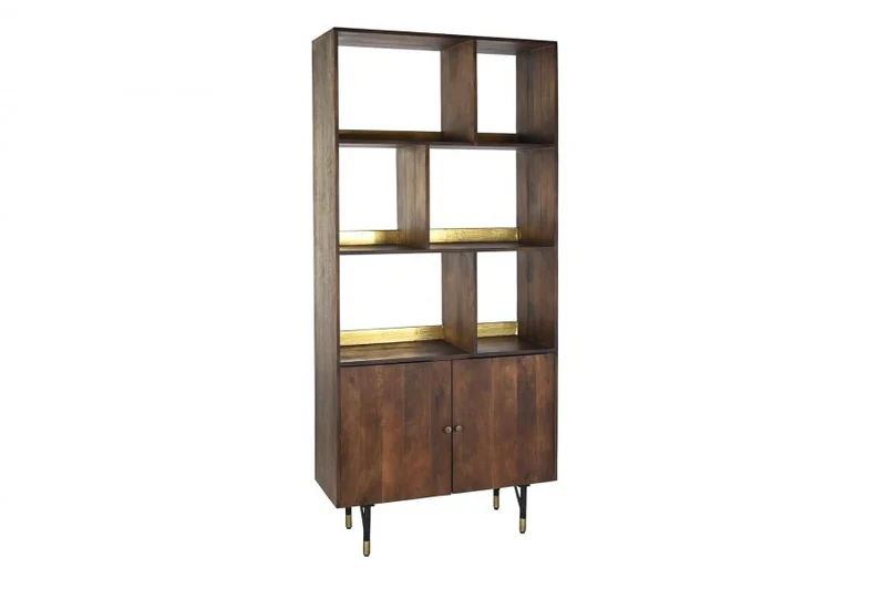 ESTANTERIA MANGO METAL 90X35X200 MARRON OSCURO