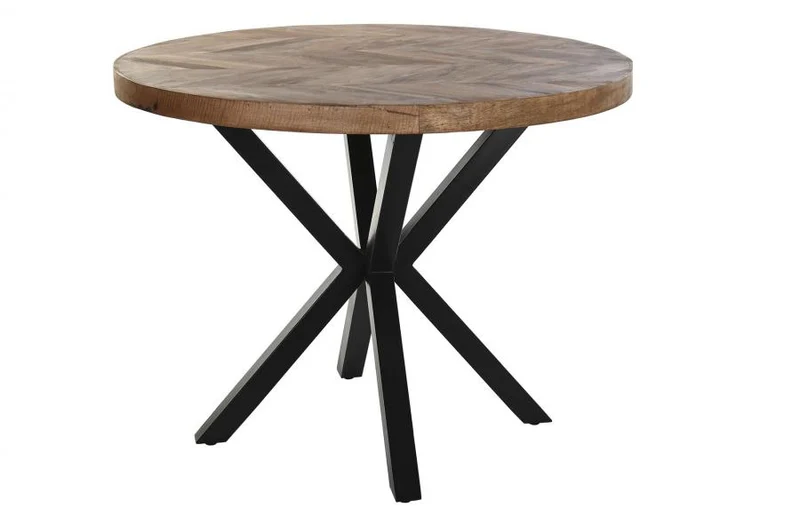 MESA REDONDA COMEDOR ACACIA METAL 100X100X76