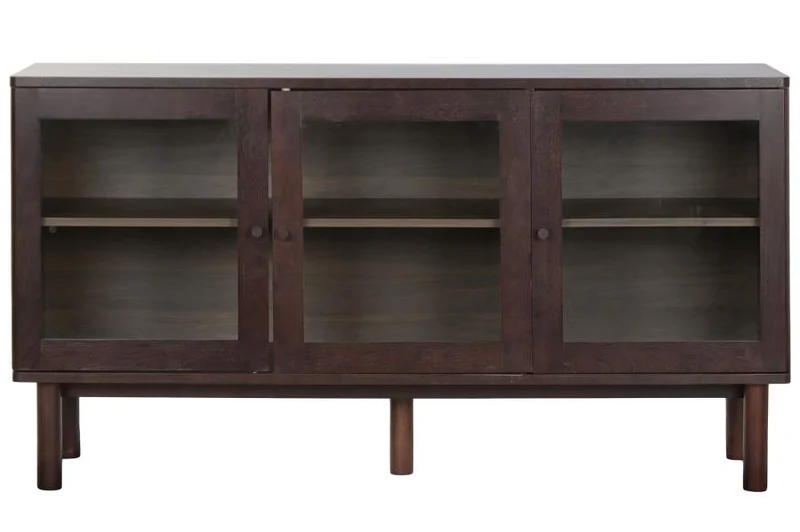 BUFFET MDF CRISTAL 140X40X75 MARRON OSCURO